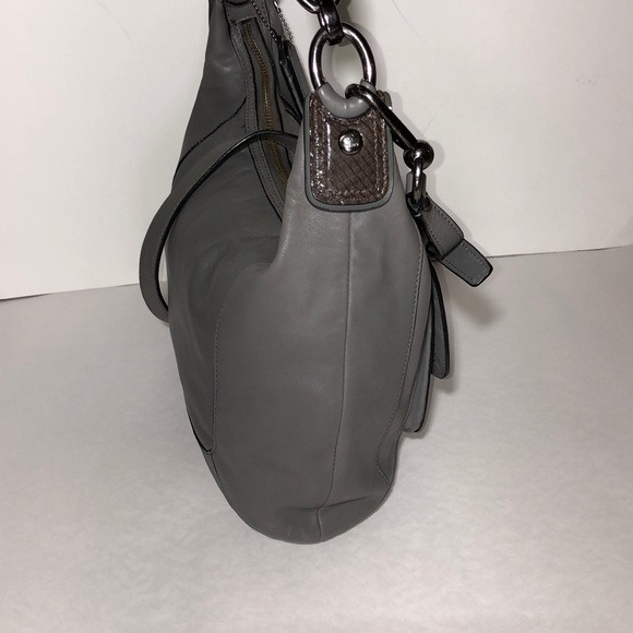 Coach Kristin Spectator Leather Grey Hobo Handbag - Picture 7 of 11
